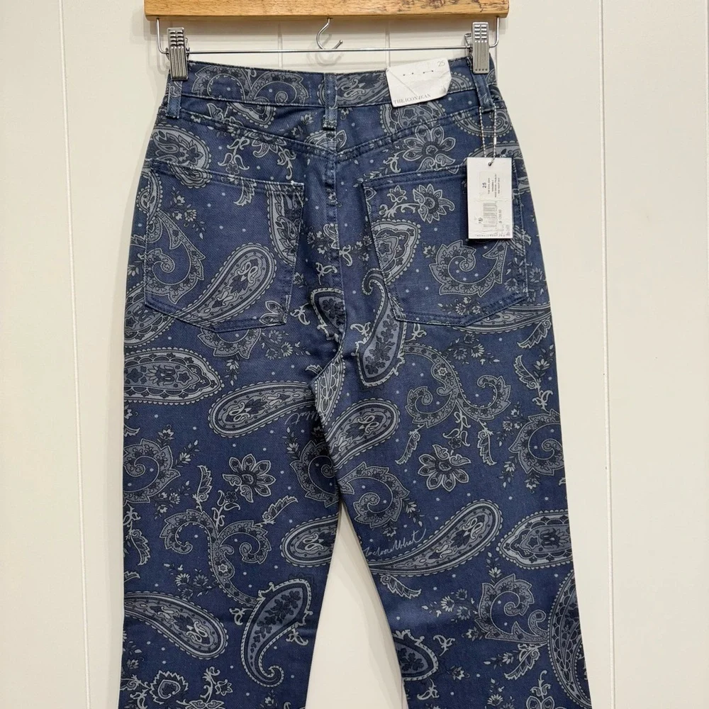 WeWoreWhat The Icon Paisley Print Women's High Rise Jeans Straight Leg Sz 25 NWT